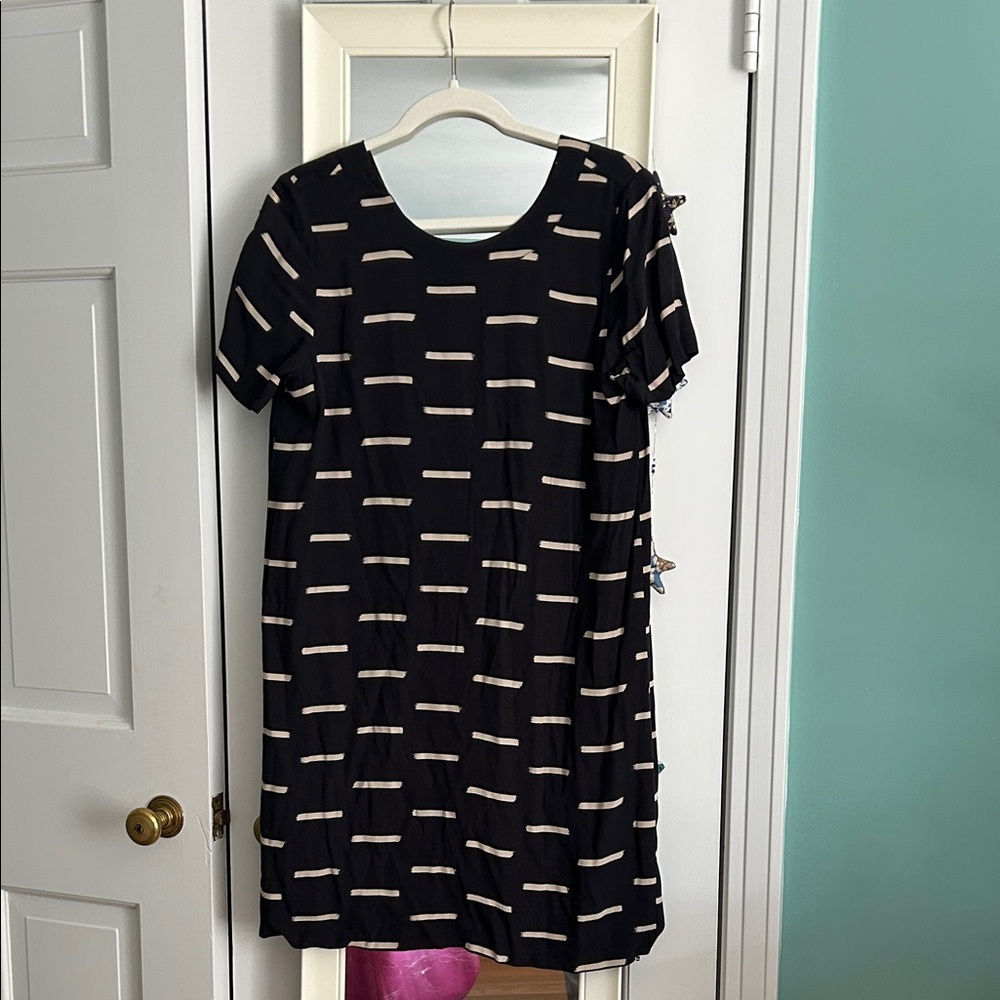 Madewell Black and Tan Striped dress 4
